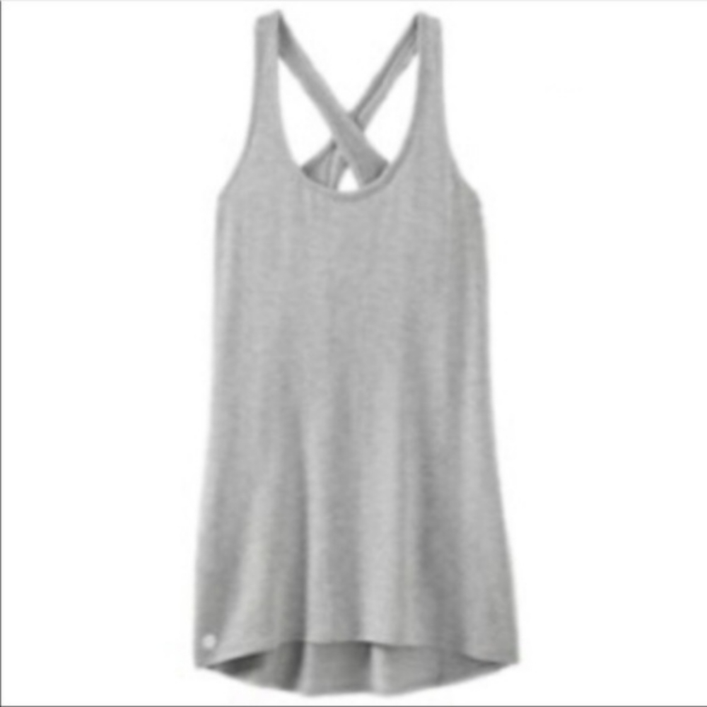 Athleta S Knit Criss Cross Tunic Tank Top- Gray Size Medium - Picture 2 of 9